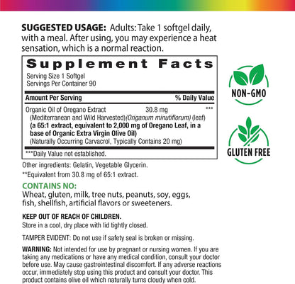 Rainbow Light Oil of Oregano | 90 Softgels | Mediterranean & Wild Harvested Oregano leaf | Contains Naturally Occurring Carvacrol | Non-GMO and Gluten Free