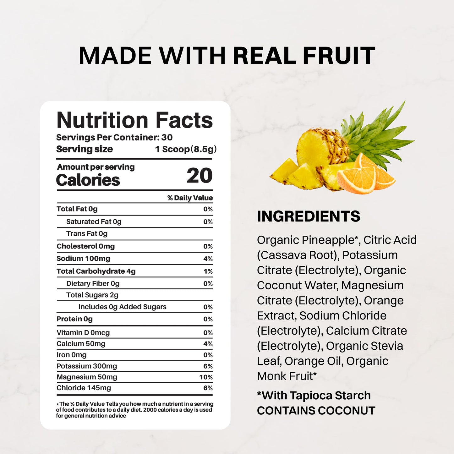 Blue Hawaiian Electrolytes Drink Mix | 30 Servings | Organic Coconut Water, Spirulina & 5 Key Electrolytes