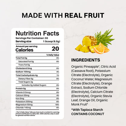 Blue Hawaiian Electrolytes Drink Mix | 30 Servings | Organic Coconut Water, Spirulina & 5 Key Electrolytes