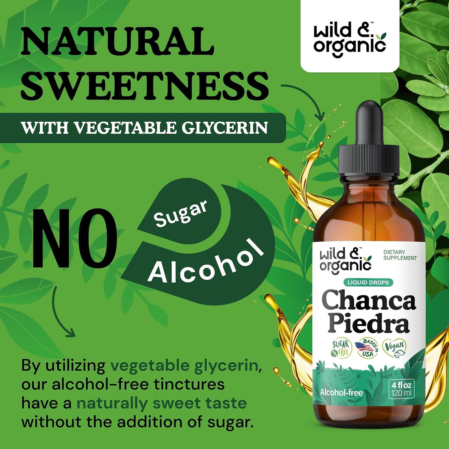 Wild & Organic Chanca Piedra Stone Breaker Drops - Kidney, Gallbladder & Urinary Support - Chanca Piedra Liquid Extract for Fast Absorption - Add to Tea Herb Tincture - Sugar & Alcohol-Free - 4 oz