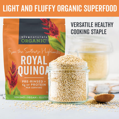 Viva Naturals Organic Quinoa, 4 lb – Pre-Washed Whole Grain, Plant Protein, USDA Organic, Gluten-Free, Non-GMO, Vegan, Kosher Rice and Pasta Substitute