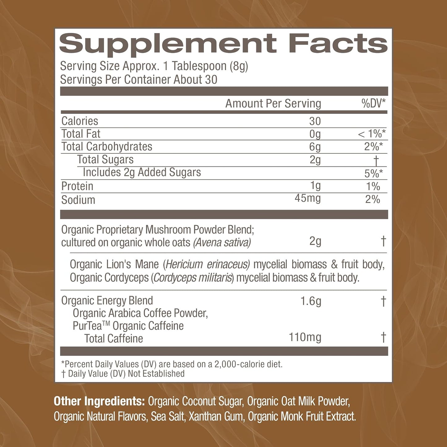 OM MUSHROOM SUPERFOOD Coffee Latte Blend – Functional Mushroom Powder with Lion’s Mane & Cordyceps – Energy, Focus & Mental Clarity Support – 8.47 oz Canister (30 Servings)