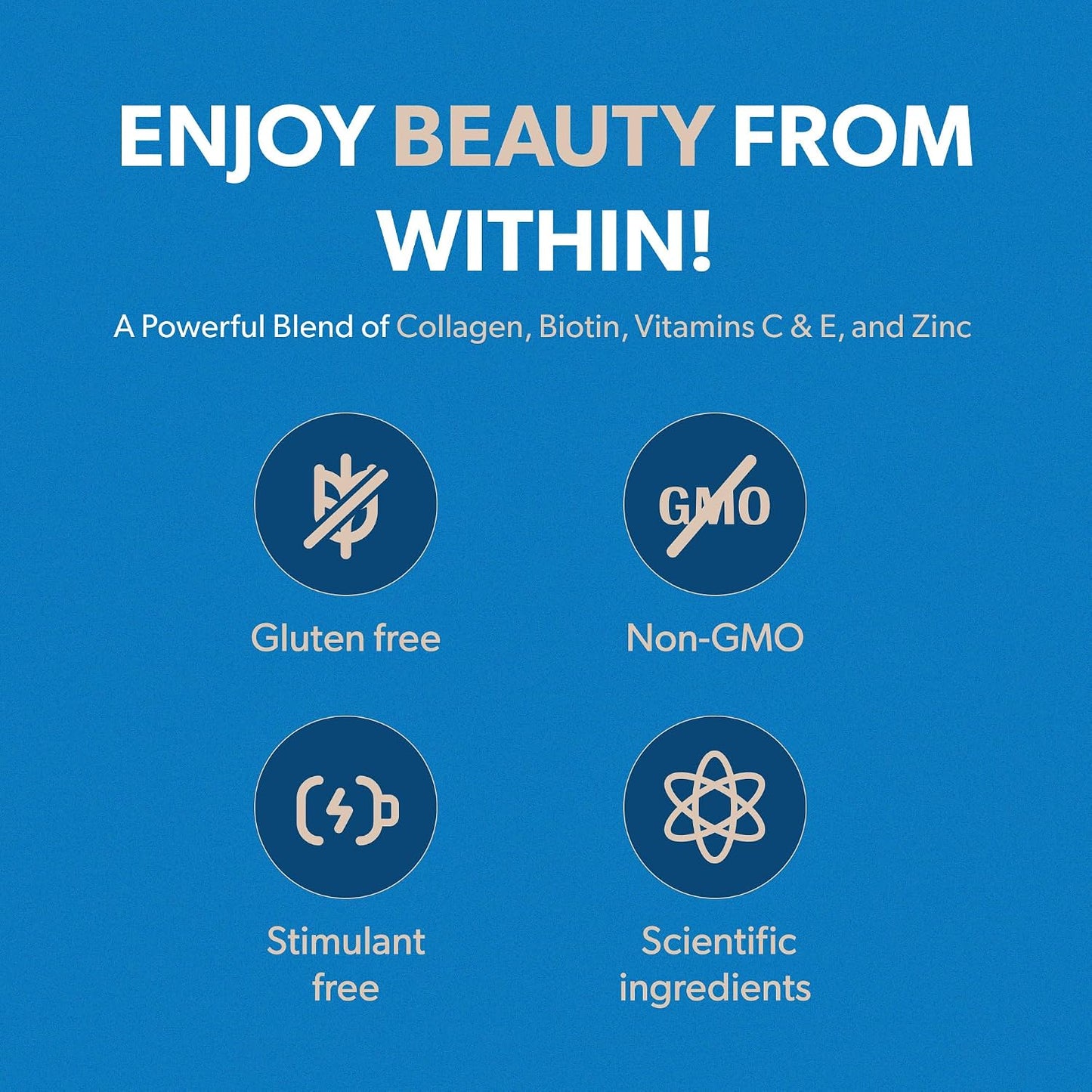 BIOMA Hair, Skin & Nails Beauty Gummies - Supports Growth & Strength with Biotin, Collagen, Zinc & Vitamins C & D - Gluten-Free - 60 Gummies (30-Day Supply)