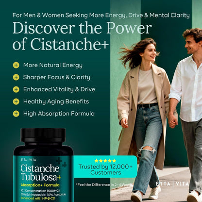 Potent Cistanche Tubulosa Capsules (500 mg) Stress Response, Mood & Cortisol Support (2x Potent 50% Echinacoside/10% Acetoside) Hormonal Balance for Men & Women - Cistanche Supplement, Powder Extract