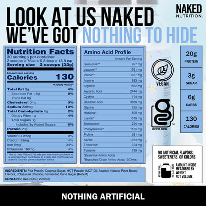 NAKED nutrition Naked Shake - Vanilla Protein Powder - Plant Based Protein Shake