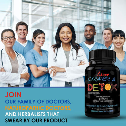 Research Labs 2 Pack Doctor Recommended Premium Liver Detox Cleanse & Support w/Milk Thistle, Beet Root, Dandelion. 23 Powerful Herbs for Powerful Detoxification