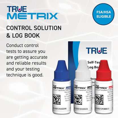 TRUE METRIX Control Solution Bundle, Level 1, 2, 3 Solutions | Solutions and TRUEplus Log Book, for Use with TRUE METRIX Blood Glucose Test Strips, Use to Confirm System Works Correctly