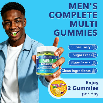 Mens Multivitamins Gummies, Methylated Multivitamin for Men, B Complex, Minerals, Vegan Omega 3, Probiotic, Enzyme, Antioxidants for Men's Complete Daily Support, Sugar Free, Vegan (No Iron) 60 Counts