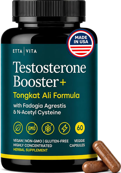 Testosterone Booster for Men with Tongkat Ali & Fadogia Agrestis [200:1 Longjack] - Lean Muscle Recovery for Men and Women, Hormonal Balance with NAC Liver Support, Detox & Cleanse, 60ct (Made in USA)