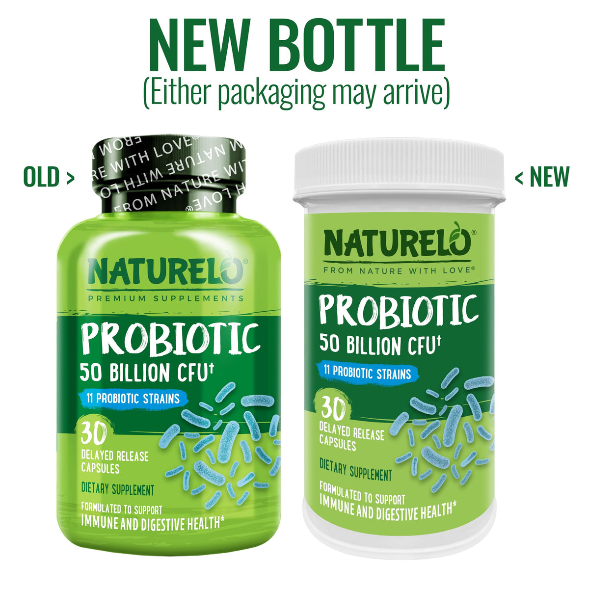 NATURELO Probiotic Supplement - 50 Billion CFU - 11 Strains - One Daily - Helps Support