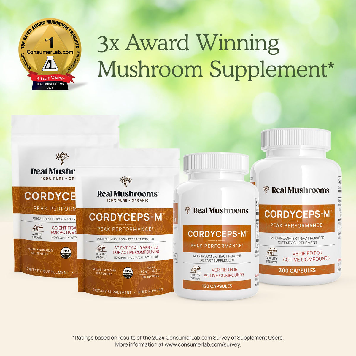 Real Mushrooms Cordyceps Capsules - Performance Mushroom Extract Supplement