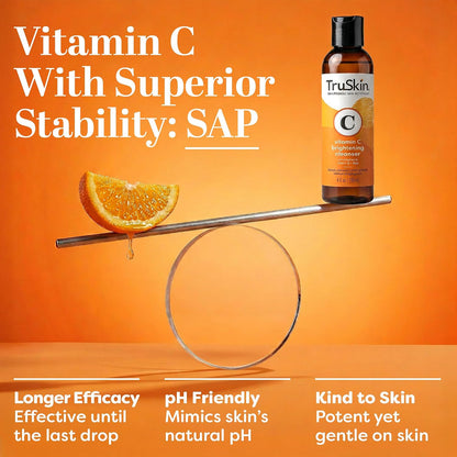 TruSkin Vitamin C Brightening Face Wash with Rosehip Oil, 4 fl oz | Vitamins C & E, Aloe Vera and MSM gently cleanse, refresh and support radiant-looking skin without over-drying