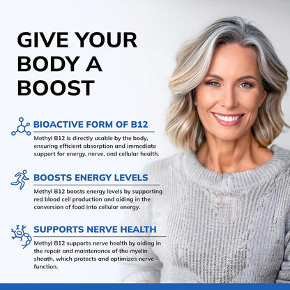 Vitamin B12 - 5000 MCG Supplement with Methylcobalamin (Methyl B-12) - 120 | Max Strength B12 Vitamins - 120 Tablets - Methylated Vit B 12 Support for Men & Women - Help Boost Energy & Brain Health