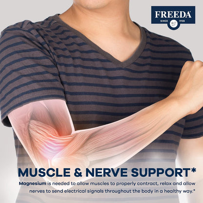 Freeda Magnesium Gluconate Vegan Supplement - 100 Tablets | Gentle and Highly Absorbable Magnesium Gluconate Supplement - Supporting Bone, Nerve & Muscle Function