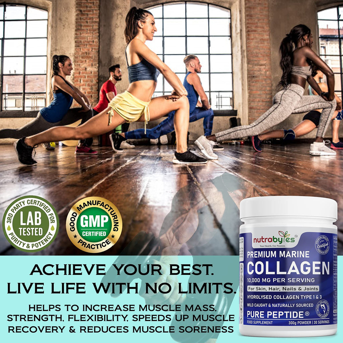 Marine Collagen Powder 10000mg Type 1 & 3 Unflavoured| Wild Caught Fish Hydrolysed Protein Peptides for Women & Men