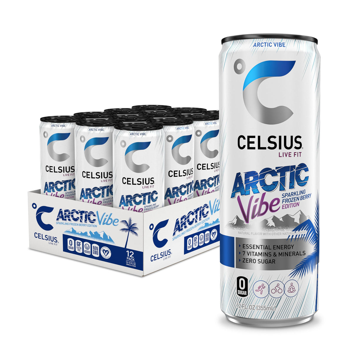 CELSIUS RETRO VIBE Sparkling Sherbet Slush, Sugar Free Energy Drink, 12 Fl Oz (Pack of 12)