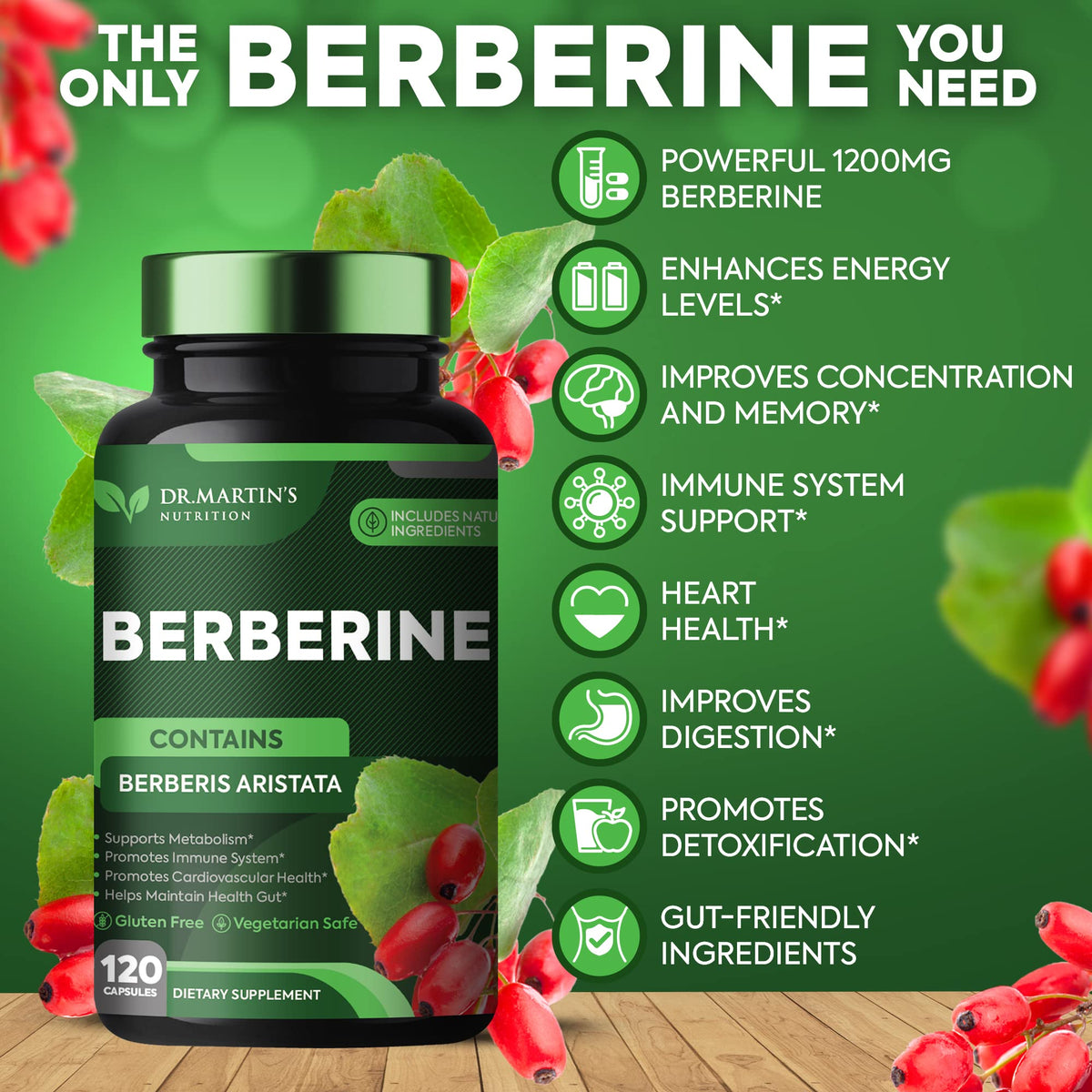 Potent 1200mg Berberine Supplement | 120 Capsules | Berberine HCL Supplement For Healthy