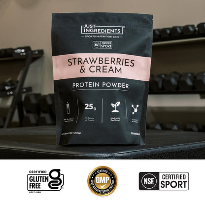 JUST INGREDIENTS Vanilla Bean Protein Powder – 20-Serving Blend with 100% Grass-Fed Whey & Organic Plant Proteins – Real Vanilla Bean & Cinnamon – Supports Muscle Recovery, Energy*