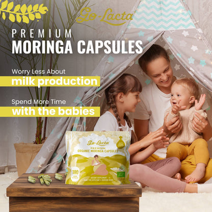 Go-Lacta 100% Organic Premium Moringa Capsules for Breastfeeding - Build Breast Milk