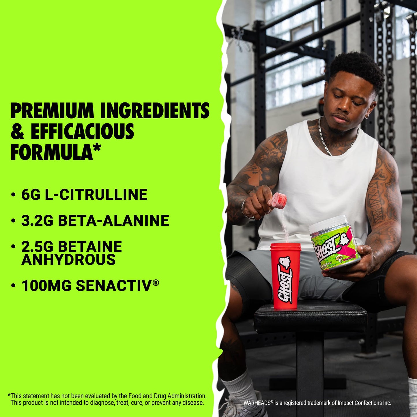 GHOST Legend Pre Workout Powder, Sonic Cherry Limeade - 30 Servings – Pre-Workout for Men & Women with Choline, L-Citrulline, & Beta Alanine for Energy & Focus