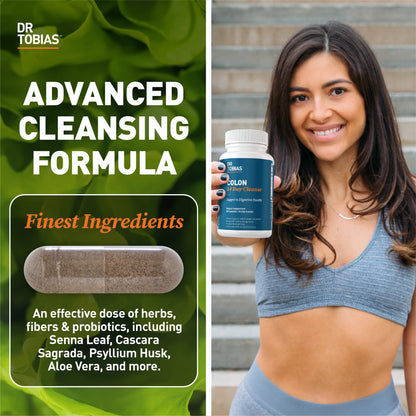 Dr. Tobias Colon 14 Day Cleanse | Supports Digestion & Gut Health | Colon Cleanse Detox | Constipation Relief & Gut Health Support for Women & Men | Psyllium + Senna + Probiotics | 28 Capsules