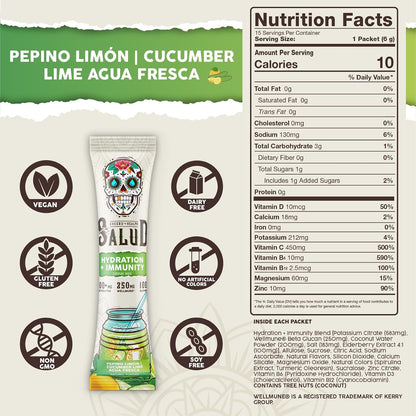 Salud Variety 3-Pack | 2-in-1 Hydration + Immunity (Cucumber Lime), Energy + Focus (Guava) & Calm + Sleep (Lemon Honey) – 15 Servings Each, Non-GMO, Gluten Free, Low Calorie, 1g of Sugar