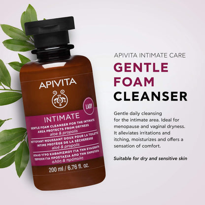 APIVITA Gentle Foam Cleanser for the Intimate Area, pH Balancing Feminine Wash