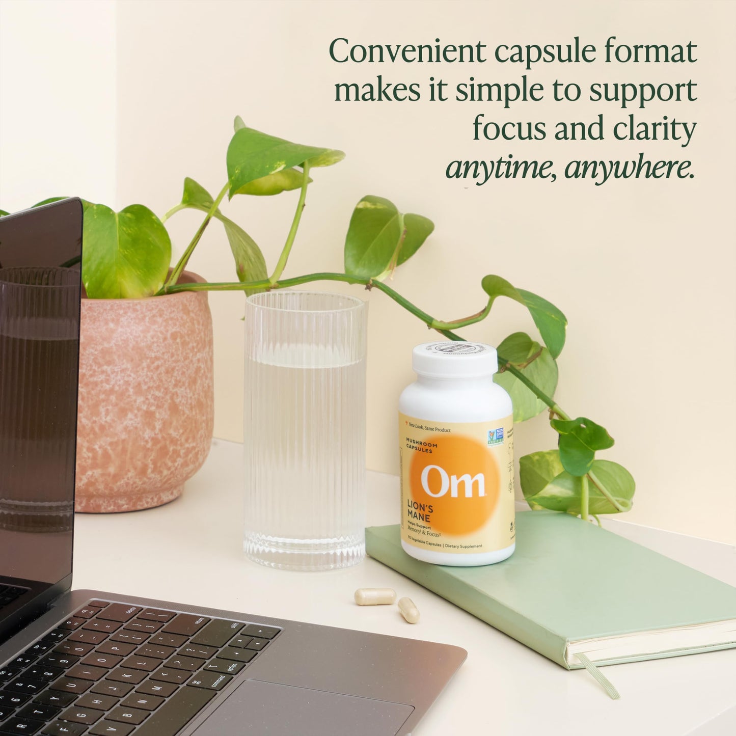Om Lion’s Mane Mushroom Capsules - Organic Mushroom Supplement and Nootropic - Brain Supplements for Memory and Focus, 180 Count (60 Servings)