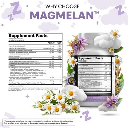 Clean Nutraceuticals Melatonin 10mg Valerian Root L Theanine 200mg Ashwagandha - Sleep Support for Women & Men with Magnesium Complex, Lemon Balm, Chamomile, & Passion Flower - 60 Caps