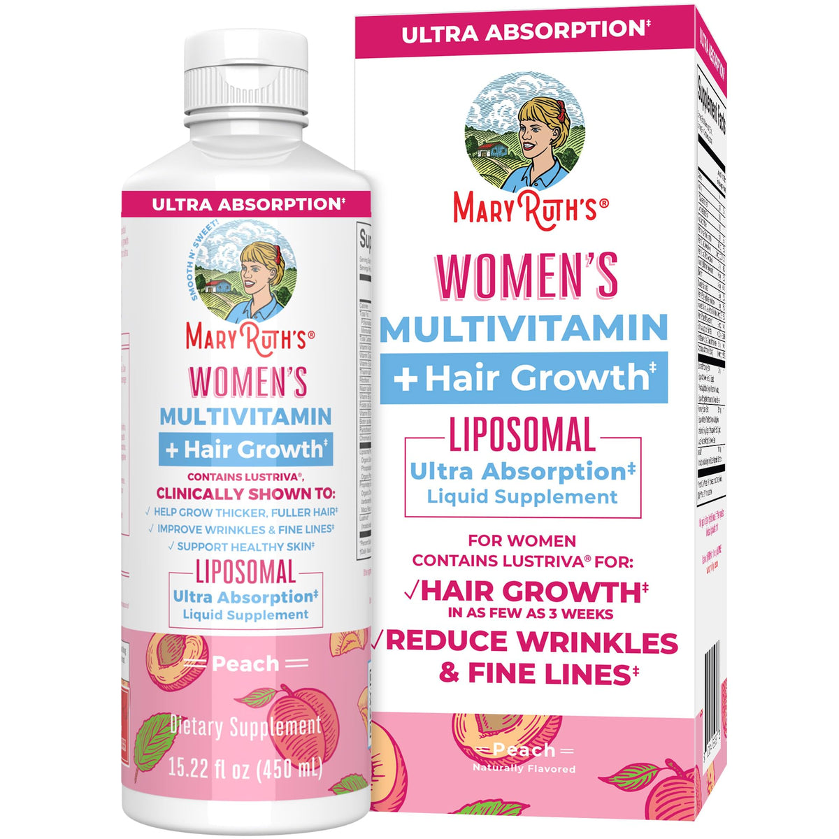 MaryRuth Organics Women's Multivitamin + Lustriva Hair Growth Liposomal