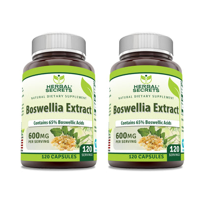 Herbal Secrets Boswellia Serrata Extract (65% Boswellic Acids) 600 mg 120 Capsules Supplement - Non-GMO - Gluten Free