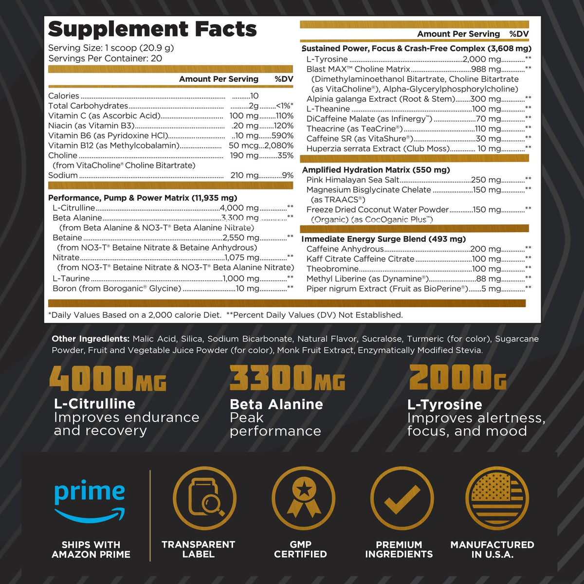 BLAST MAX – High-Stim Pre-Workout Powder – Highly Acclaimed Fully Stacked Pre Workout Energy Drink for Max Endurance, Max Pumps, Max Focus, and Max Power – Sugar-Free Mango Margarita Flavor – 418g