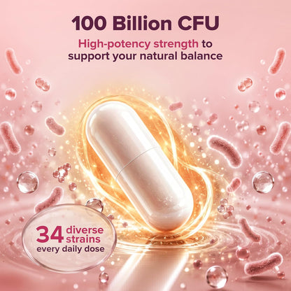 Wholesome Wellness Dr. Formulated Raw Probiotics for Women 100 Billion CFUs Capsules with Prebiotics, Digestive Enzymes, Approved for Adults, Shelf Stable Supplement