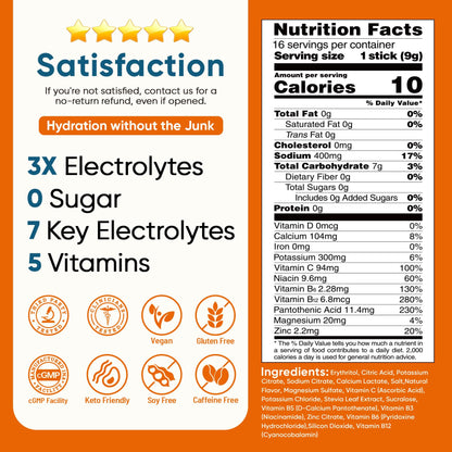 Venture Pal Sugar Free Electrolyte Powder, Liquid Daily IV Hydration Packet | 7 Electrolytes & 5 Vitamins Instantly Hydration, Electrolyte Dink Mix for Sports & Recovery, Vegan, Keto-Friendly, 16 Sticks