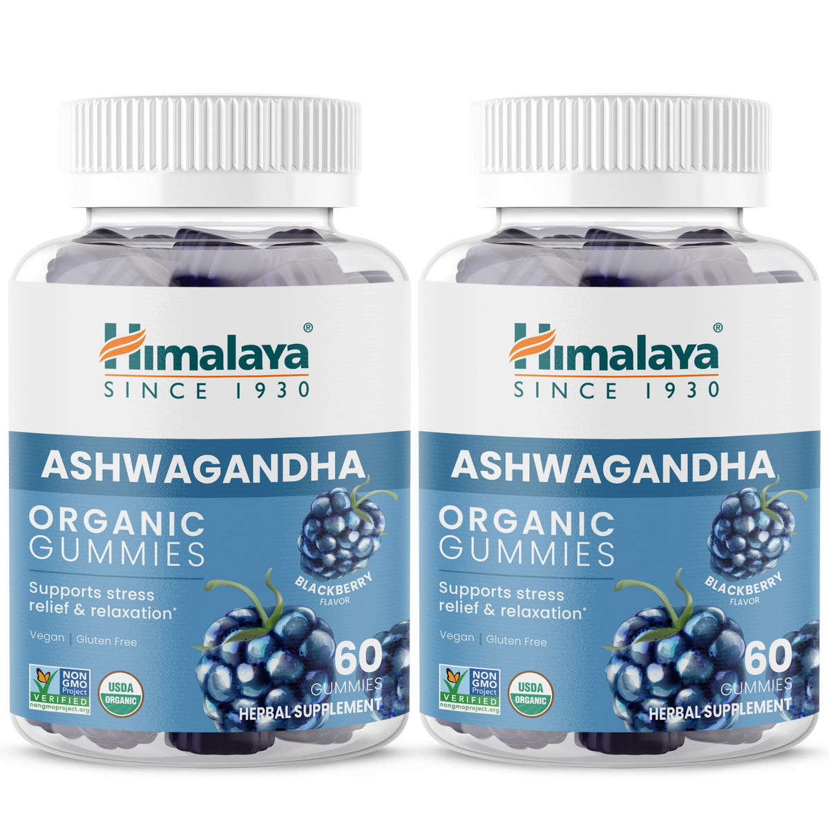 Himalaya USDA Organic Ashwagandha Root, 670 mg, 60 Day Supply, 60 Caplets