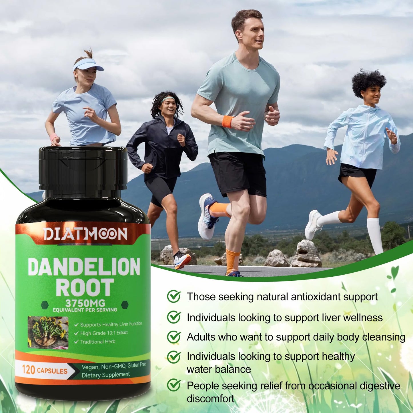 Dandelion Root Supplement 3750mg, 100% Vegetarian, Non-GMO, Gluten Free, 120 Capsules, 4 Month Supply