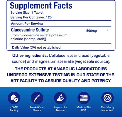 Glucosamine Sulfate Joint Health Supplement - Soft Tissue Cartilage Tendon and Ligament Supplement for Enhanced Mobility Comfort and Flexibility - Non-GMO Sodium Free & Made in the USA - 120 Servings