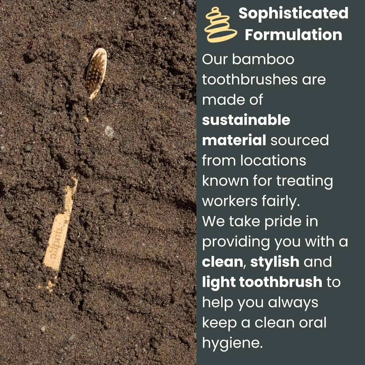 Nudge - Natural Bamboo Toothbrushes with Bamboo Bristles, Soft Bristles Toothbrush, Biodegradable, Eco-Friendly, Sustainable Material, BPA Free (Pack of 4)