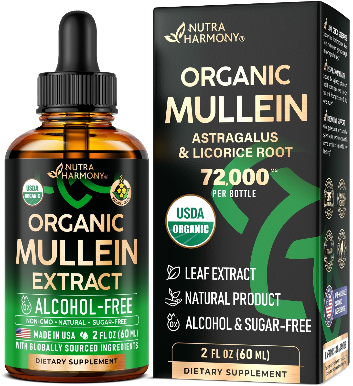Mullein Drops for Lungs - USDA Organic Liquid - Mullein Leaf Extract Supplement - for Women & Men - Lung & Bronchial Cleanse for Smokers - Respiratory Health Support - As Tincture, Tea, Pills - 4 oz