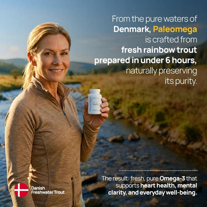 Paleolife - Premium Paleomega Fish Oil. Fresh Natural Fish Oil from Danish Trout - 1500 mg. 60 Soft Capsules (1-Pack)
