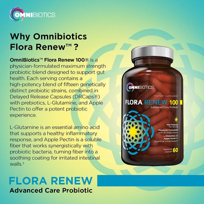 100 Billion Probiotics - 15-Strain Probiotic for Women & Men, DRCaps Delayed Release, Prebiotics, L-Glutamine, Apple Pectin, Gut Lining Support, Shelf Stable, Non-GMO, 60 Vegan Capsules for Adults
