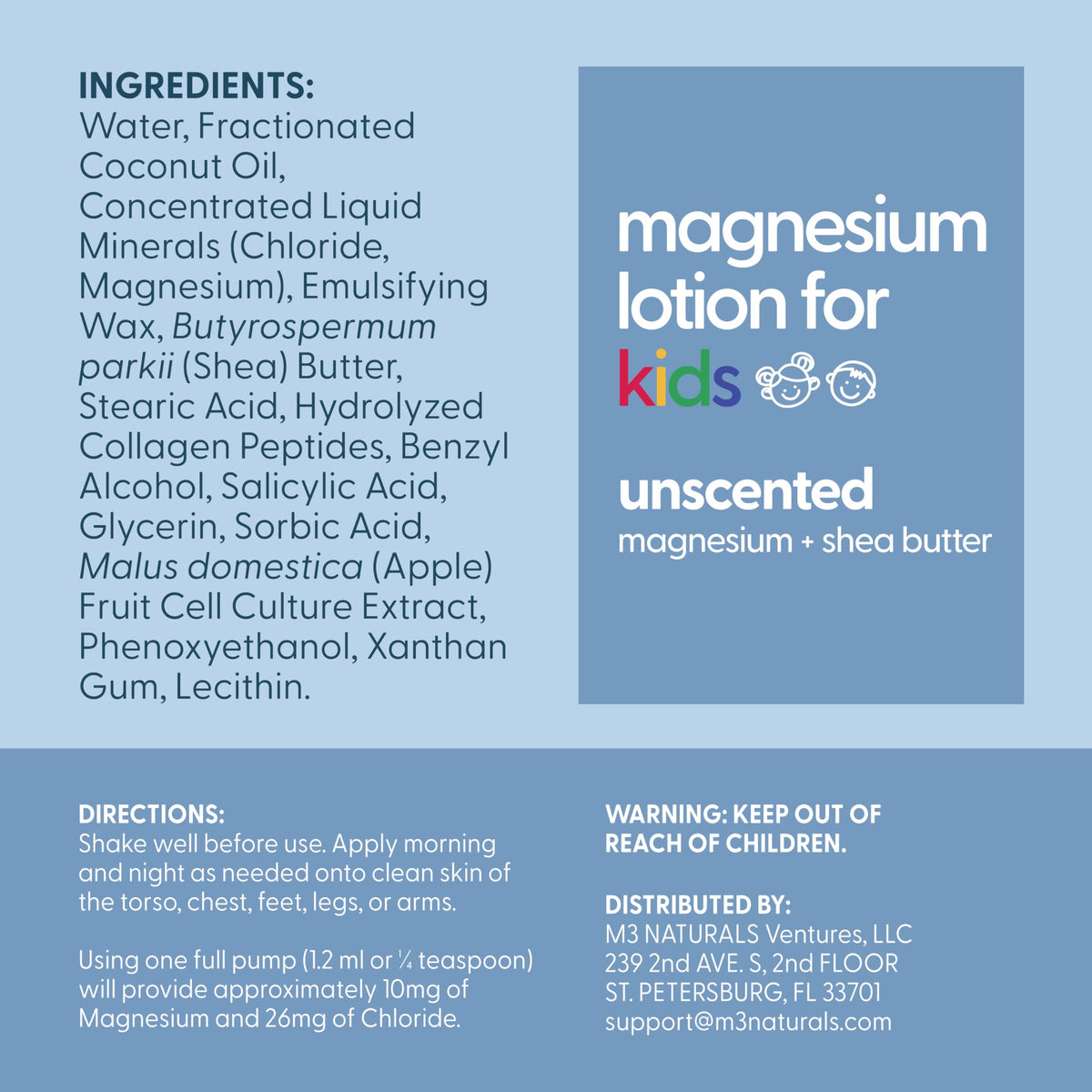 Calming Magnesium Lotion for Kids - High Absorption Formula (8 Fl Oz)