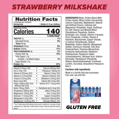 Pure Protein Strawberry Protein Shake, 30g Complete Protein, Ready to Drink and Keto