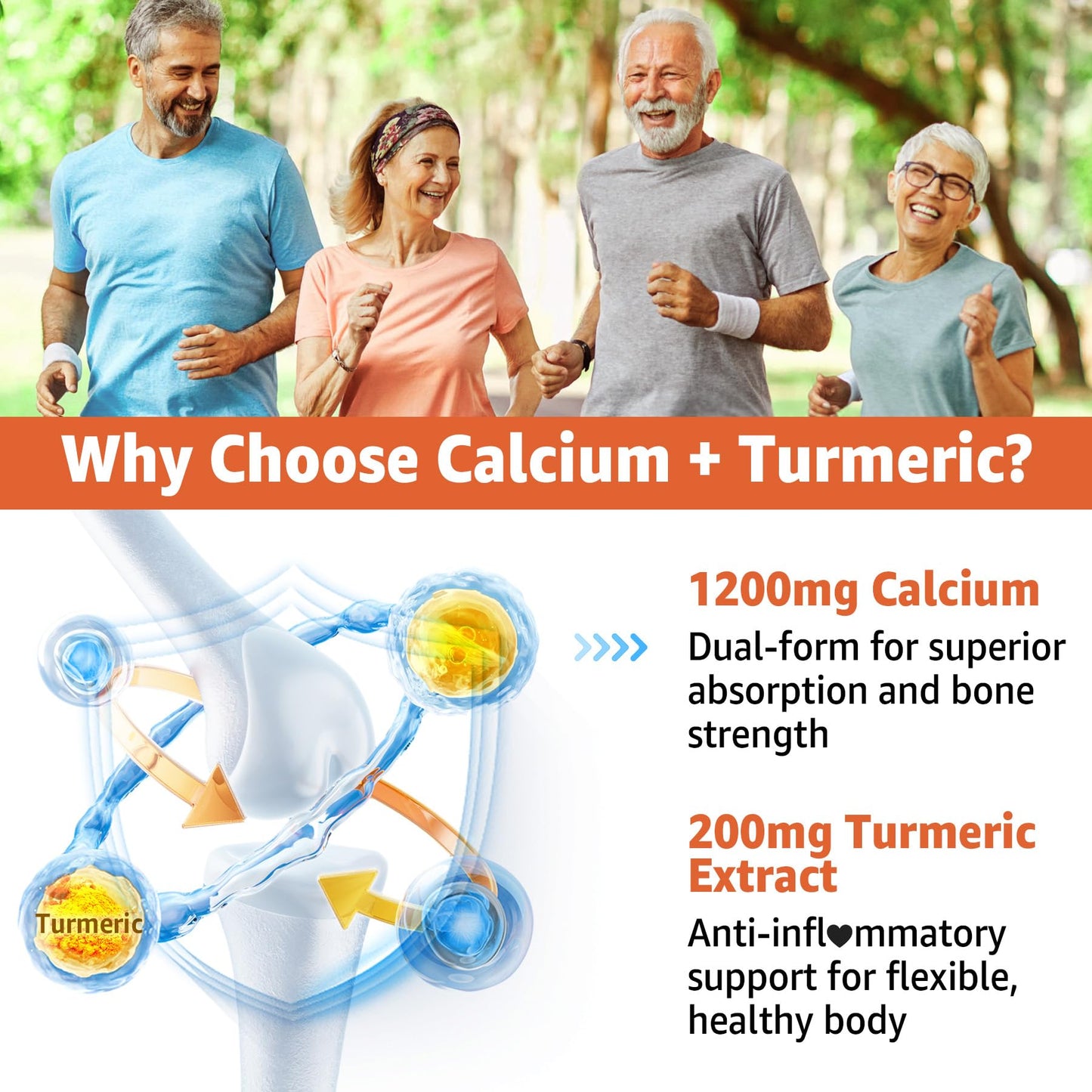 Calcium Gummies with Turmeric for Women & Men - Calcium 1200mg with Vitamin D3 K2 B12 5000 IU & Zinc, Suger-Free Calcium Supplement for Bone, Muscle Strength & Immune Support - Vegan(120 Count)