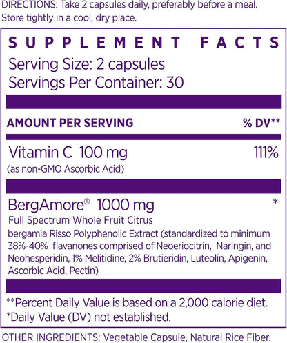 NAOMI Italian Citrus Bergamot 1000mg Extra Strength - Supports Healthy Cholesterol & Triglyceride Levels Already in Normal Range - Patented BergAmore® Extract, 7 Key Polyphenols, 30-Day Supply