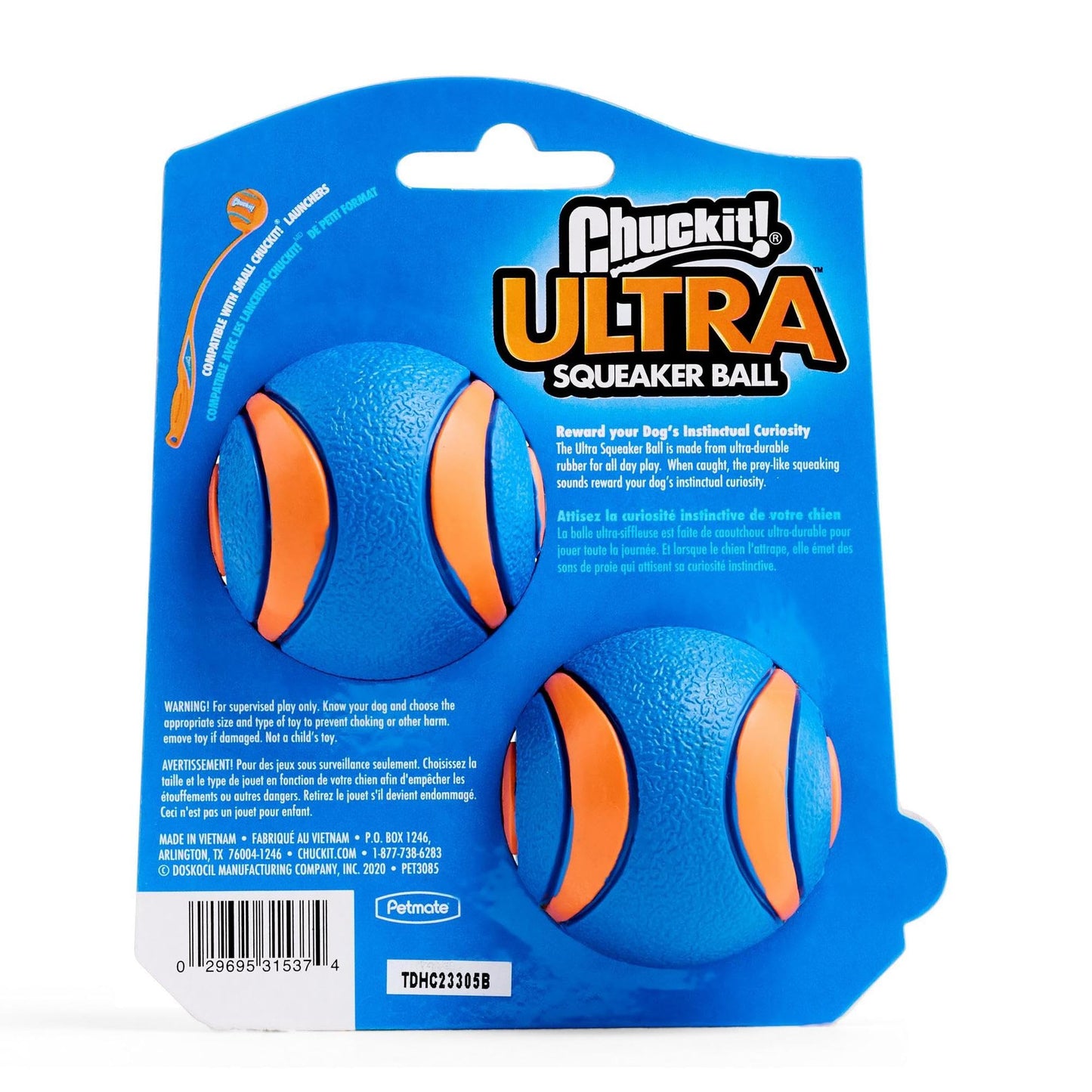 Chuckit! Ultra Ball Dog Toy - Medium Bouncy Fetch Balls For Dogs 20-60 lbs - Made from Durable Rubber - Floating Water Pet Toys - Size Medium - 2.5-inch Diameter - Pack of 2 | Bouncy durable rubber design for pups 20-60 lbs, high bounce action for active