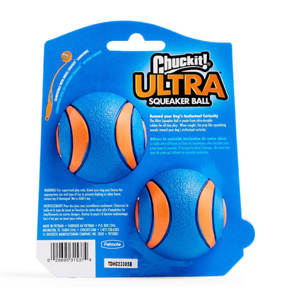 Chuckit! Ultra Ball Dog Toy - Medium Bouncy Fetch Balls For Dogs 20-60 lbs - Made from Durable Rubber - Floating Water Pet Toys - Size Medium - 2.5-inch Diameter - Pack of 2 | Bouncy durable rubber design for pups 20-60 lbs, high bounce action for active