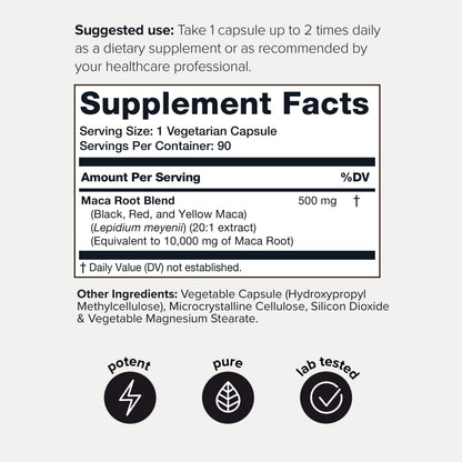 Toniiq 10,000mg 20x Concentrated Extract - Single Origin Wildcrafted Maca Root Capsules