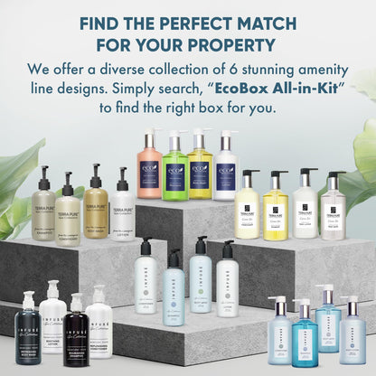 1-Shoppe Aquavera 15 Piece Ecobox All-In-Kit | White Tea and Coconut Soap | 6 Shampoo