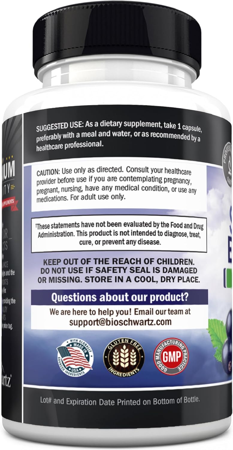 Elderberry Capsules with Zinc and Vitamin C for Adults, 60 Count